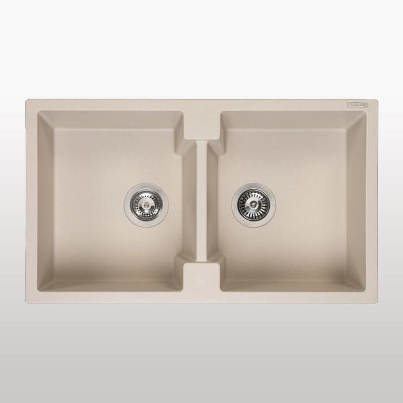 Chậu đá 2 hộc AMSTERDAM 20, màu Kem, 90cm35x44x20+35x44x20